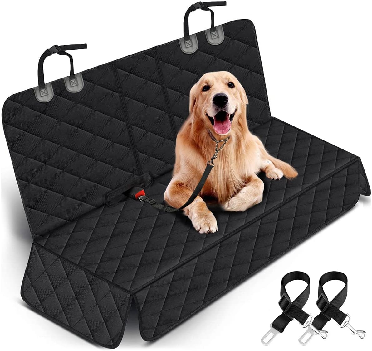 Coprisedile auto impermeabile e antiscivolo per cani, colore nero, adatto a sedili posteriori di auto, SUV e furgoni