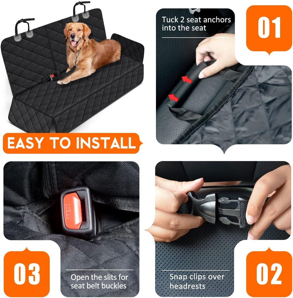 Coprisedile auto impermeabile e antiscivolo per cani, colore nero, adatto a sedili posteriori di auto, SUV e furgoni