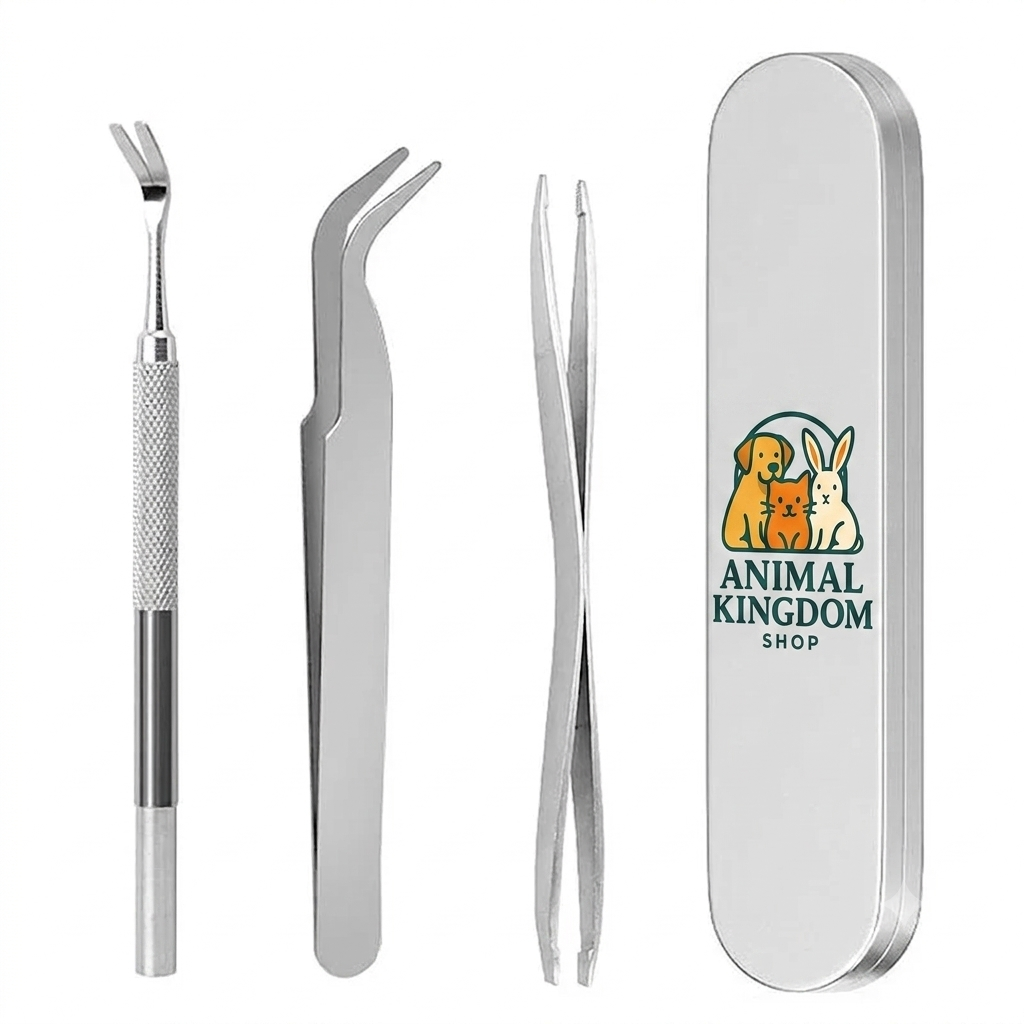 Set Pinzette Professionale Rimozione Zecche – Per Cani, Gatti e Animali Domestici