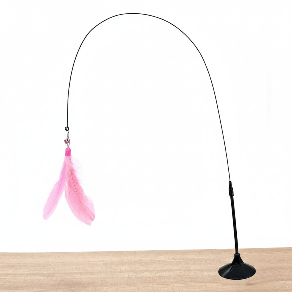 Gioco per gatti con base e piuma