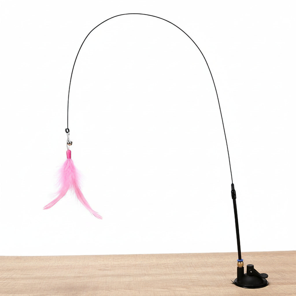Gioco per gatti con base e piuma